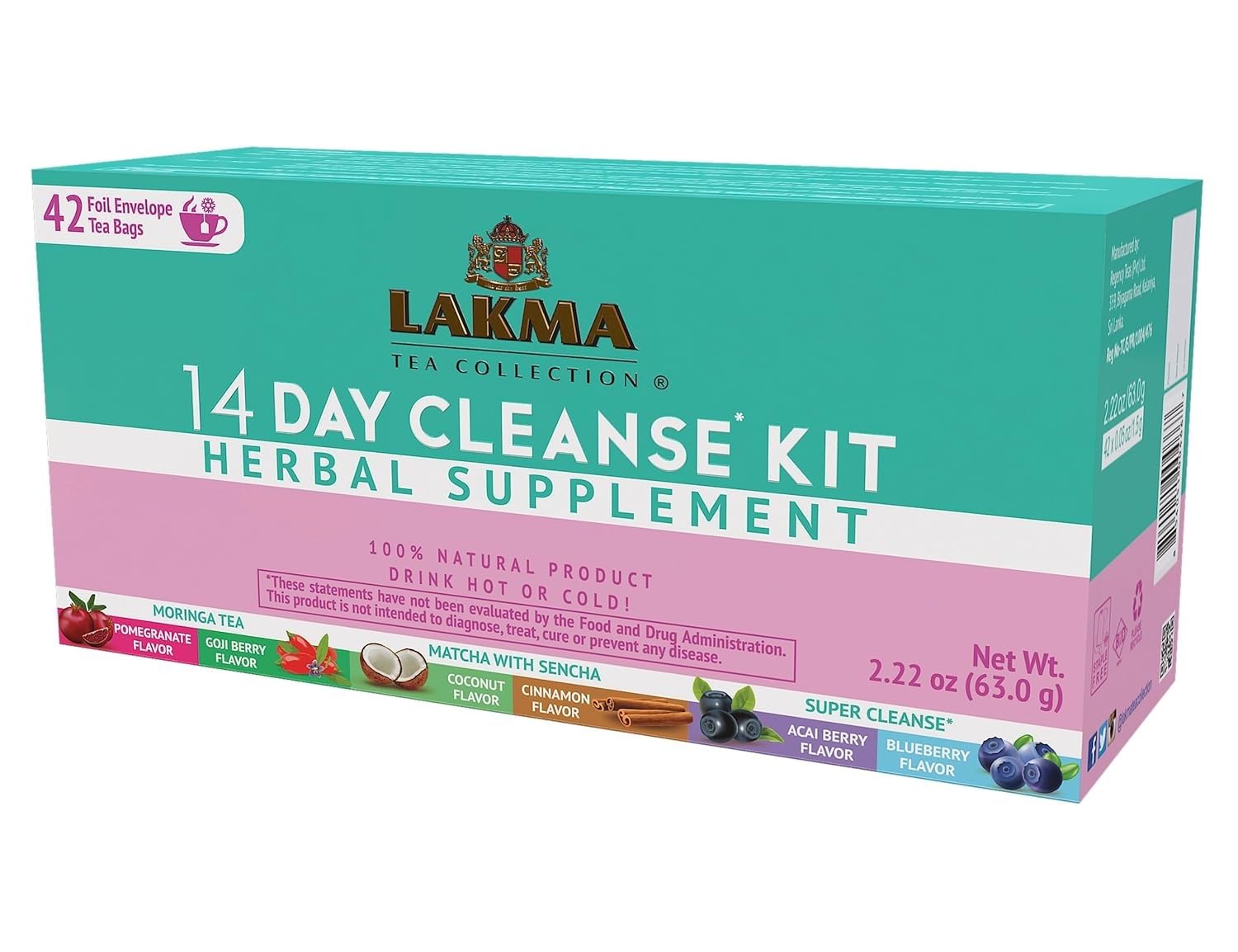 Amazon.com : HYLEYS Lakma 14 Day Cleanse Kit Green Tea - 42 Tea